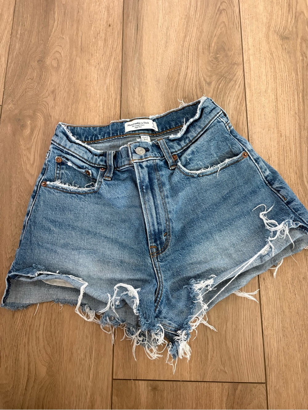Abercrombie & Fitch Frayed Light Blue Denim Shorts